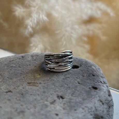 2406RG0475 / Layer line cross ring（Silver)