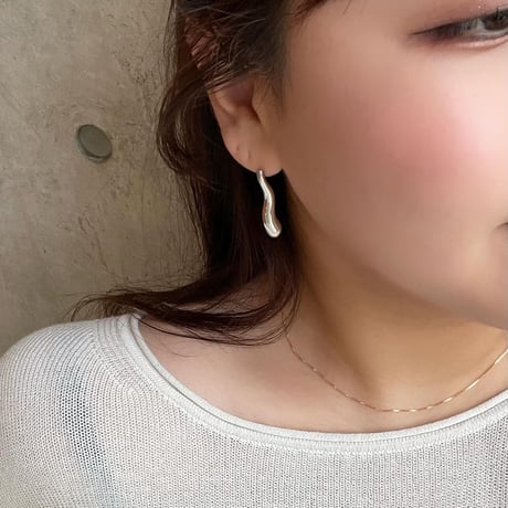 2403PR0663_B/ Drop wave design Pierce（Silver）