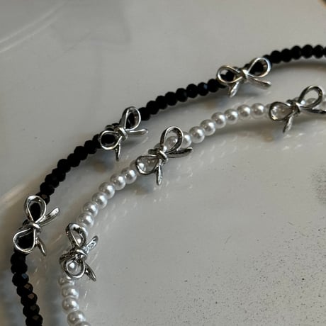 2408BR0057 ／ beads ribbon bracelet（Pearl）