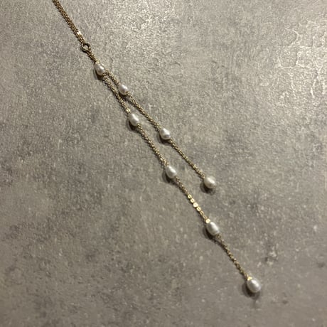 Twig pearl  chain Necklace (Gold) 2212_NC0178