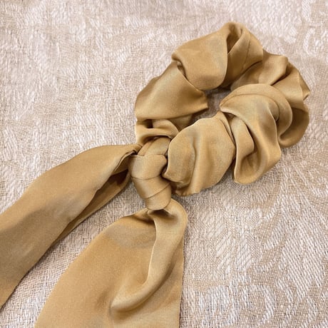 Mini ribbon Hair tie（Camel）/ HA-089