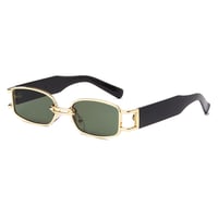 【 Select 】 IM22SG034 / Metal Combination Rectangle Sunglasses (Gold/Green)