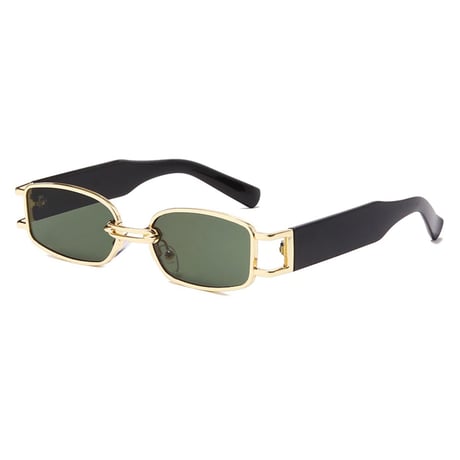 【 Select 】 IM22SG034 / Metal Combination Rectangle Sunglasses (Gold/Green)