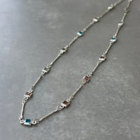 2606NC0398 / Cororful square stone Necklace（Silver）