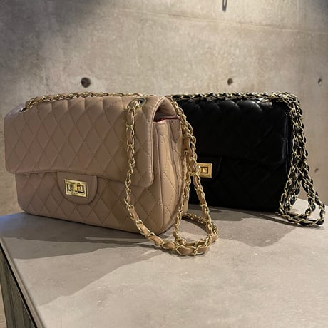 2502BG023(S) / 2Way Chain Quilting Shoulder Bag（Beige）