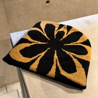 2511HW0115(S) /  Flower Knit beanie Cap（Black/Beige）