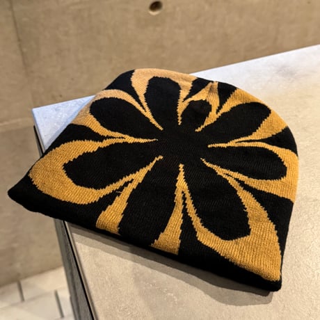2511HW0115(S) /  Flower Knit beanie Cap（Black/Beige）