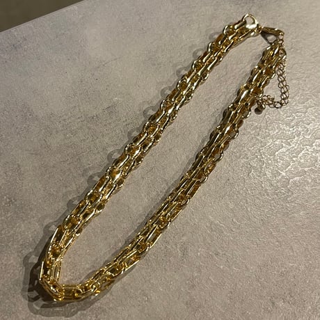 2510NC0365 / Double chain choker Necklace（Gold）