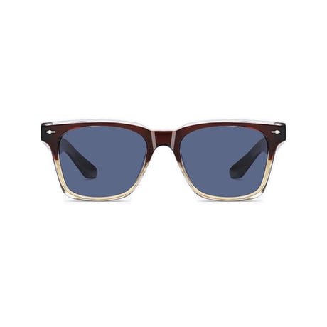 【 Select 】Square frame Polarized Acetate Sunglasses (Brown/Navy)