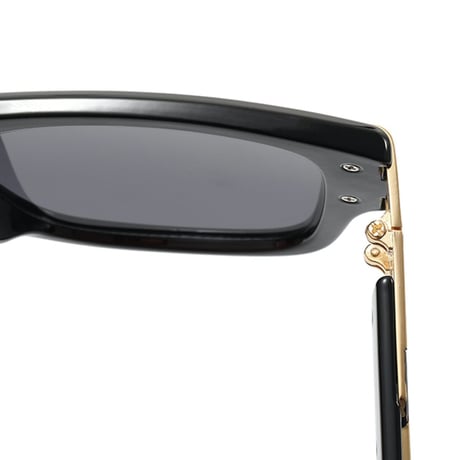 【 Select 】Classic Vintage Square Large Flame Sunglasses  (All Black/Fade Grey)