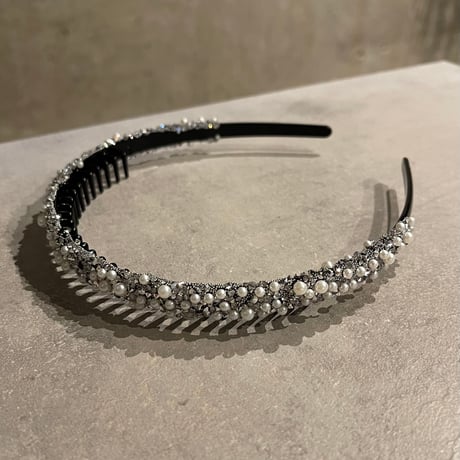 2409HA0081 /  Pearl stone headband（Silver）