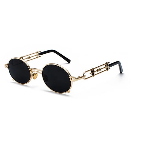 【 Select 】Vintage Retro Oval Metal Sunglasses (Gold/Smoke)
