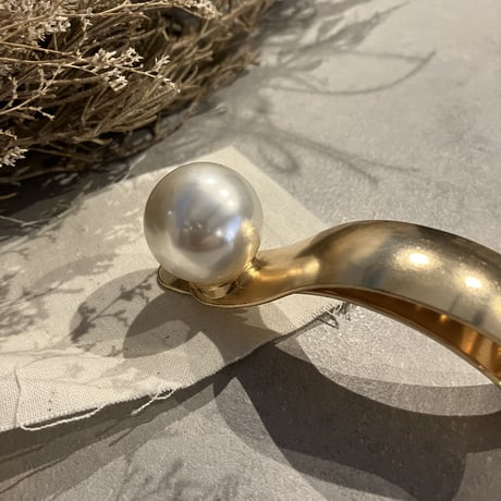 Big pearl curve Hair clip（Gold）/ HA-084