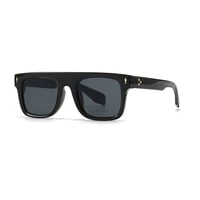 【 Select 】Vintage Retro Rivets Square Design Sunglasses (Black)