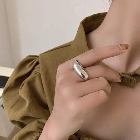 Creative Water Drop Geometric ring （Silver） /  2107-RG117