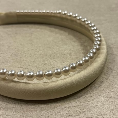 2409HA0079 / Doublu line Pearl headband（Ivory）
