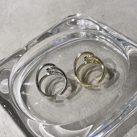 2306RG0298_A/ Double line Twist Opening ring （Gold）