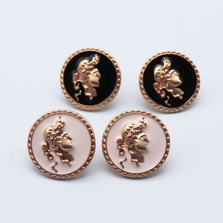 Emboss Women Head Coins Earrings（Wht×Gld） / 2107_ER066