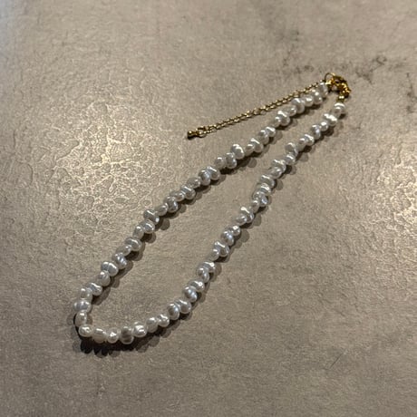 2504NC0337 /  simple stone pearl necklace（Pearl)