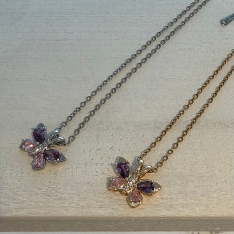 2605NC0396 / Stone butterfly motif Necklace（Gold）