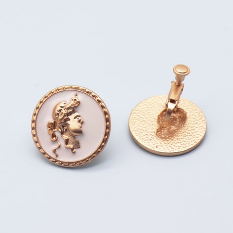 Emboss Women Head Coins Earrings（Wht×Gld） / 2107_ER066
