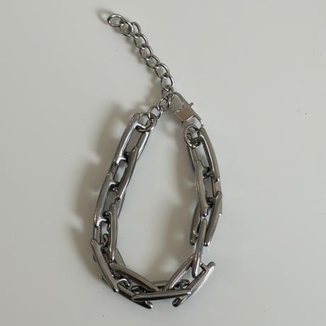 【Select】IM26AC_BRL018/ Double Braid Chain Bracelet（Silver）