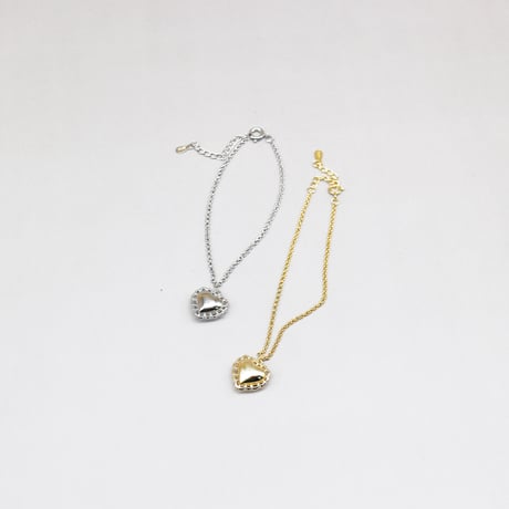 Smooth Lace Love Heart Charm Bracelet（Gold）/ 2111_BR0126