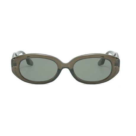 【 Select 】Vintage Retro Oval Design Sunglasses (Clear Olive /Gray)