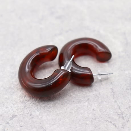Semicircular Hoop Earrings Pierce（Brown） / 2102-PR012