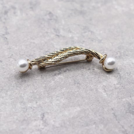 Vintage Rope Pearl Brooch（GOLD） / OT-003