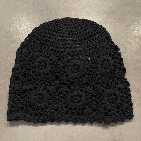 2506HW0093(S) / Crochet lace knit cap（Black）