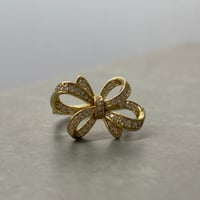 2606RG0806 / Zirconia sparkling ribbon ring（Gold）