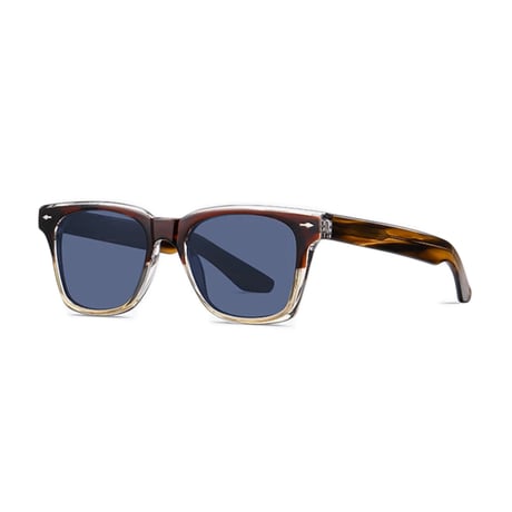 【 Select 】Square frame Polarized Acetate Sunglasses (Brown/Navy)
