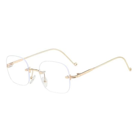 【 Select 】Metal Flame Rimless Oval Sunglasses (Gold/Clear)