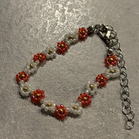2505BR0088/ beads flower bracelet（Red）