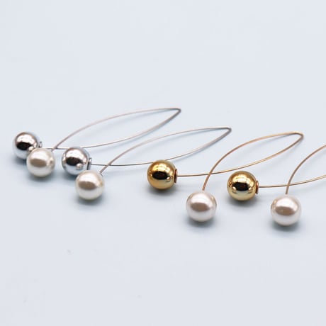 Metal Cross Pearl Pierce （Gold）  / 2106-PR0157