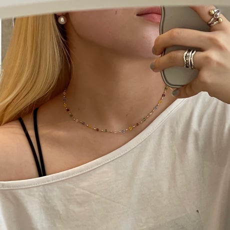 2604NC0383  /  Color beads Necklace（Gold）