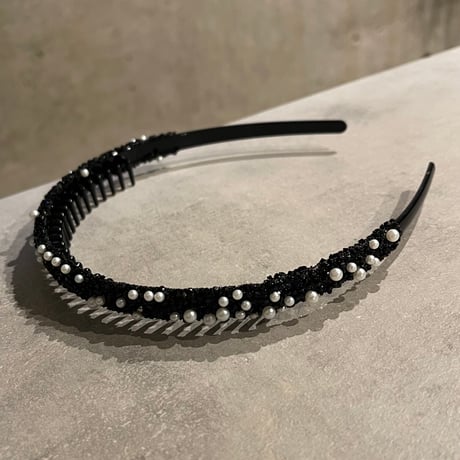 2409HA0081 /  Pearl stone headband（Black）