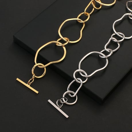 2402BR0027  / Thick Metal Link Chain Bracelet（Gold）