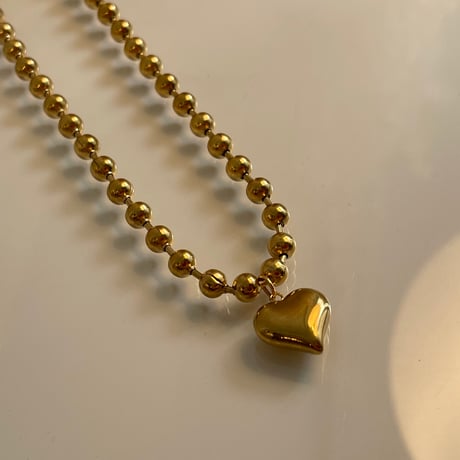 2407NC0253 / Ball chain heart necklace（Gold）