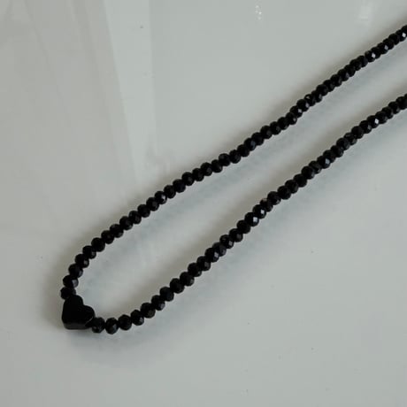2603NC0379 / Point heart beads Bracelet Necklace Set（Black）