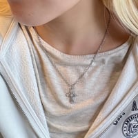 2510NC0369 / Stone cross charm Necklace（Silver）