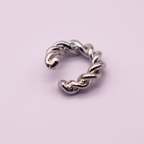 Rope Chain Twist Hoop Earcuff （Silver/Small） / EC056