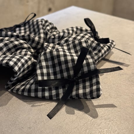 2503HA0056 / gingham check ribbon rubber （Black)