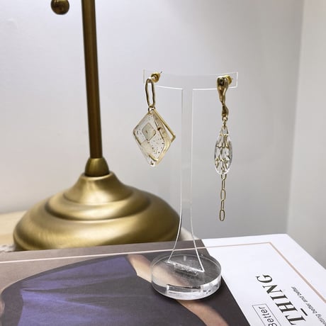 Asymmetry acrylic Pierce（Clear/Gold） /  2205_PR0475