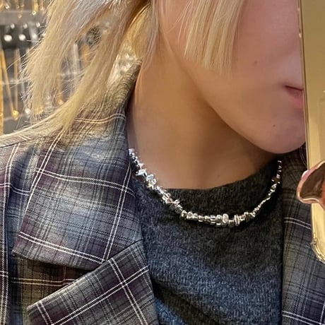 2311NC0209 / Metal beads chain Necklace（Silver）