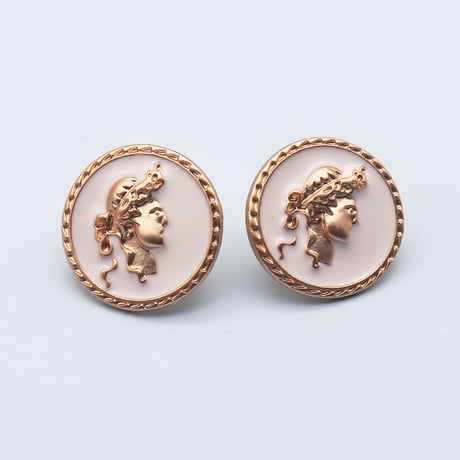 Emboss Women Head Coins Earrings（Wht×Gld） / 2107_ER066