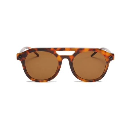 【 Select 】Double Bridges design Sunglasses (Leopard tea)