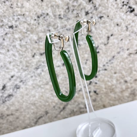 Acrylic oval hoop Earring（Green）/ 2205_ER0111