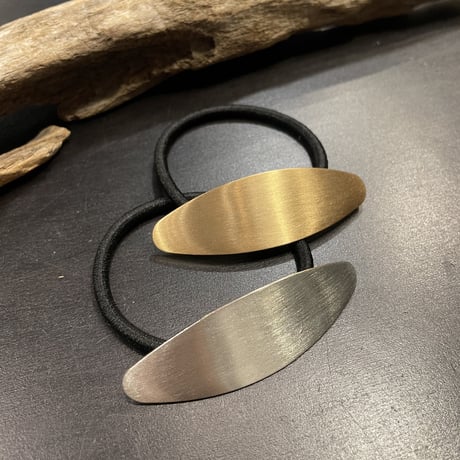 Matte Oval Plate Hair tie（Gold）HA_140